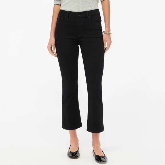 New JCREW Size 34 Flare Crop Black Jeans in All-Day Stretch Black $118 BT057 - Picture 1 of 7